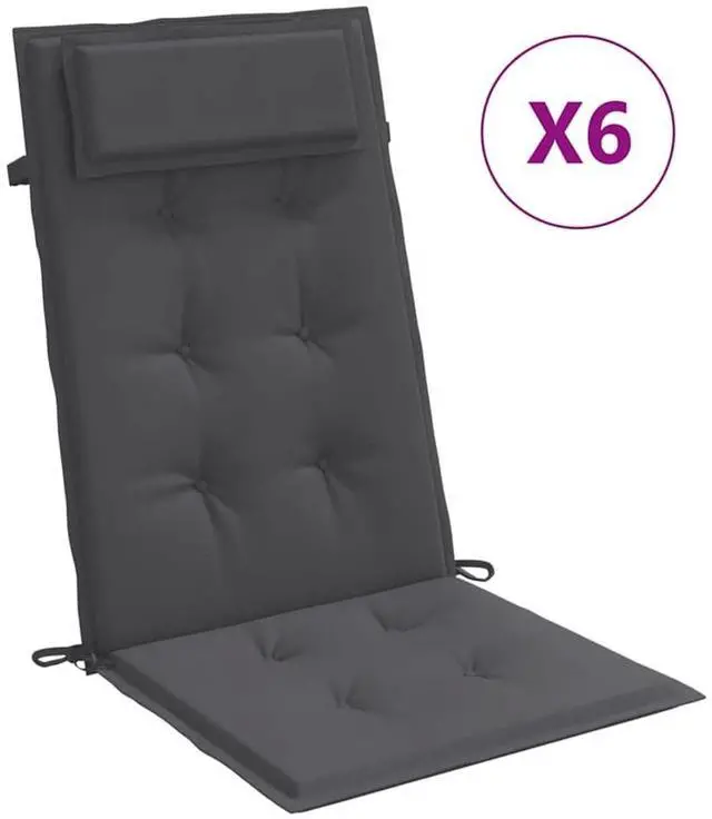 Alt view image 2 of 7 - vidaXL Chair Cushion 6 Pcs Backrest Pillow Seat Pad Anthracite Oxford Fabric