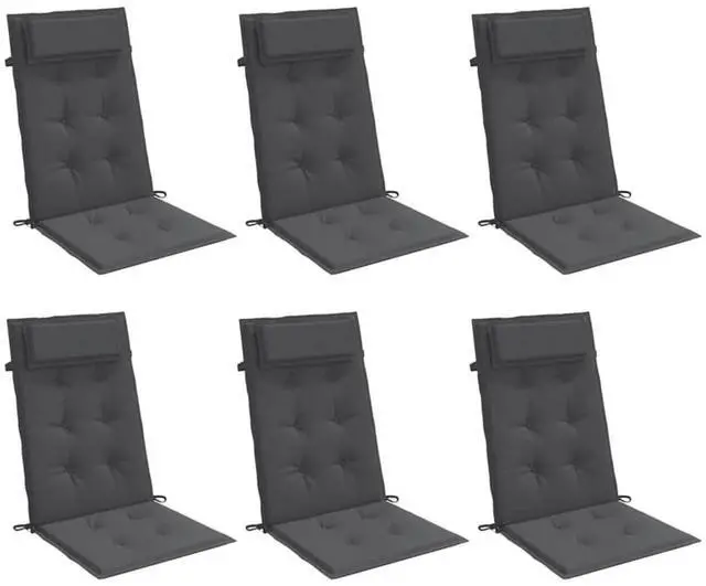 Alt view image 3 of 7 - vidaXL Chair Cushion 6 Pcs Backrest Pillow Seat Pad Anthracite Oxford Fabric