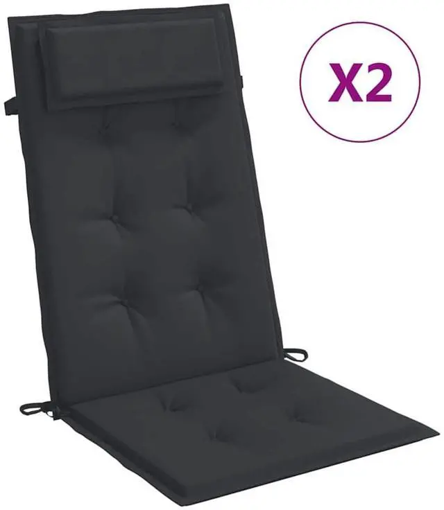 Alt view image 2 of 7 - vidaXL Chair Cushion 2 Pcs Backrest Pillow Seat Cushion Black Oxford Fabric