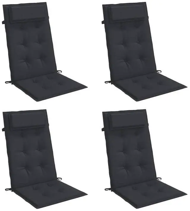 Alt view image 3 of 7 - vidaXL Chair Cushion 4 Pcs Backrest Pillow Seat Cushion Black Oxford Fabric