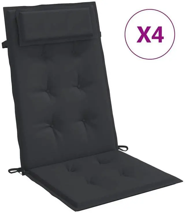 Alt view image 2 of 7 - vidaXL Chair Cushion 4 Pcs Backrest Pillow Seat Cushion Black Oxford Fabric