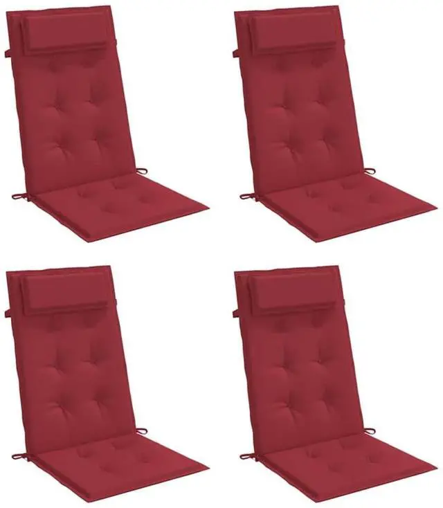 Alt view image 3 of 7 - vidaXL Chair Cushion 4 Pcs Backrest Pillow Seat Cushion Wine Red Oxford Fabric