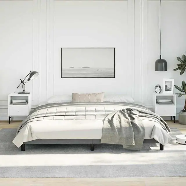 Alt view image 3 of 7 - vidaXL King Size Bed Frame with Plywood Slats, Platform Bed Frame, Fabric Upholstered Mattress Foundation, No Box Spring Needed & Easy Assembly, Dark Gray, without Mattress