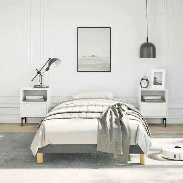 Alt view image 4 of 7 - vidaXL Twin XL Size Bed Frame with Plywood Slats, Platform Bed Frame, Fabric Upholstered Mattress Foundation, No Box Spring Needed & Easy Assembly, Dark Gray, without Mattress