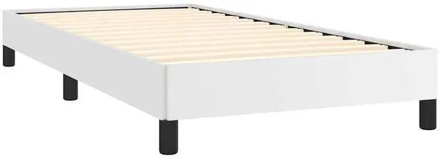 Alt view image 5 of 7 - vidaXL Twin XL Size Bed Frame with Plywood Slats, Platform Bed Frame, Faux Leather Upholstered Mattress Foundation, No Box Spring Needed & Easy Assembly, White, without Mattress