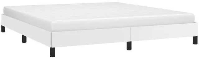 Alt view image 4 of 7 - vidaXL California King Size Bed Frame with Plywood Slats, Platform Bed Frame, Faux Leather Upholstered Mattress Foundation, No Box Spring Needed & Easy Assembly, White, without Mattress