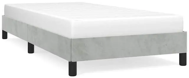 Alt view image 2 of 7 - vidaXL Twin Size Bed Frame with Plywood Slats, Platform Bed Frame, Velvet Upholstered Mattress Foundation, No Box Spring Needed & Easy Assembly, Light Gray, without Mattress