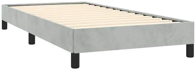 Alt view image 3 of 7 - vidaXL Twin Size Bed Frame with Plywood Slats, Platform Bed Frame, Velvet Upholstered Mattress Foundation, No Box Spring Needed & Easy Assembly, Light Gray, without Mattress