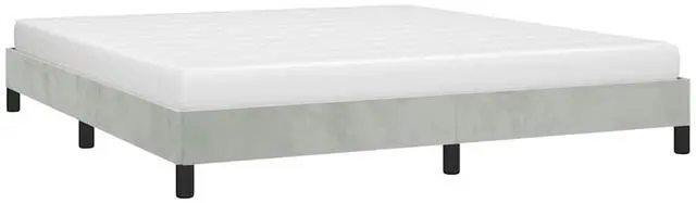 Main image of vidaXL King Size Bed Frame with Plywood Slats, Platform Bed Frame, Velvet Upholstered Mattress Foundation, No Box Spring Needed & Easy Assembly, Light Gray, without Mattress