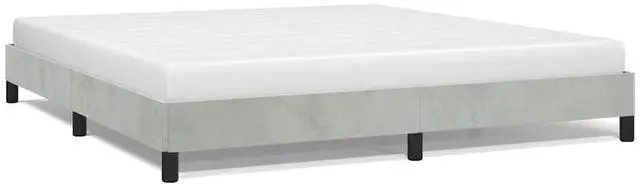 Alt view image 2 of 7 - vidaXL King Size Bed Frame with Plywood Slats, Platform Bed Frame, Velvet Upholstered Mattress Foundation, No Box Spring Needed & Easy Assembly, Light Gray, without Mattress