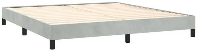 Alt view image 3 of 7 - vidaXL King Size Bed Frame with Plywood Slats, Platform Bed Frame, Velvet Upholstered Mattress Foundation, No Box Spring Needed & Easy Assembly, Light Gray, without Mattress