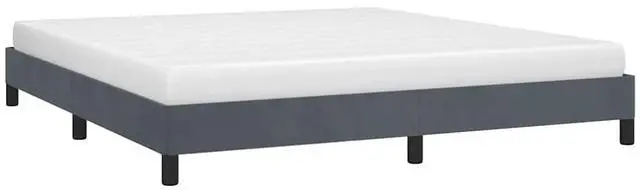 Main image of vidaXL King Size Bed Frame with Plywood Slats, Platform Bed Frame, Velvet Upholstered Mattress Foundation, No Box Spring Needed & Easy Assembly, Dark Gray, without Mattress