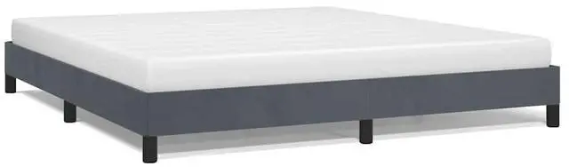 Alt view image 2 of 7 - vidaXL King Size Bed Frame with Plywood Slats, Platform Bed Frame, Velvet Upholstered Mattress Foundation, No Box Spring Needed & Easy Assembly, Dark Gray, without Mattress
