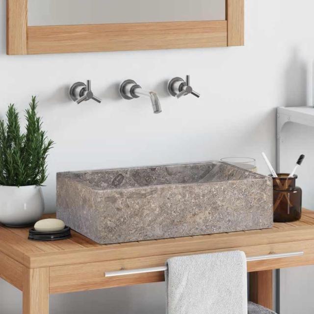 Alt view image 7 of 13 - vidaXL Sink Gray 17.7"x11.8"x4.7" Marble