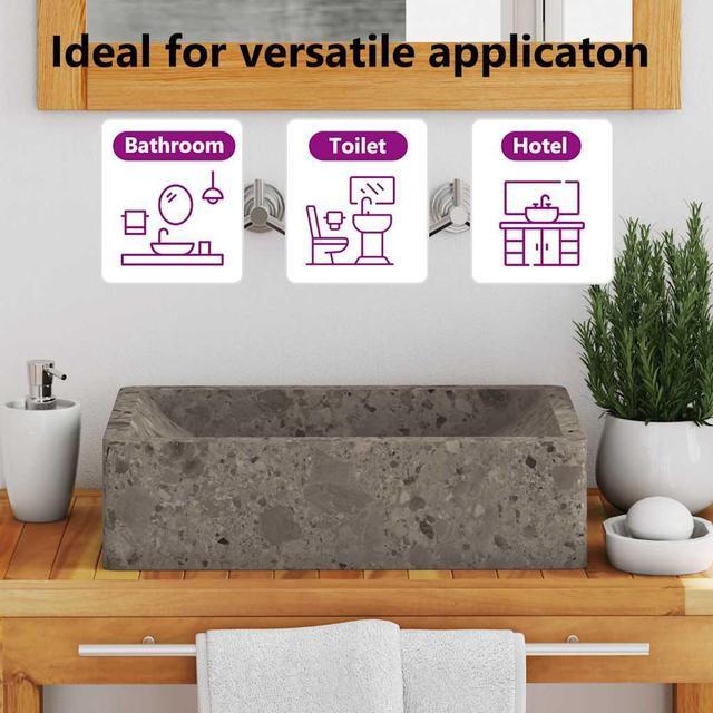Alt view image 11 of 13 - vidaXL Sink Gray 17.7"x11.8"x4.7" Marble