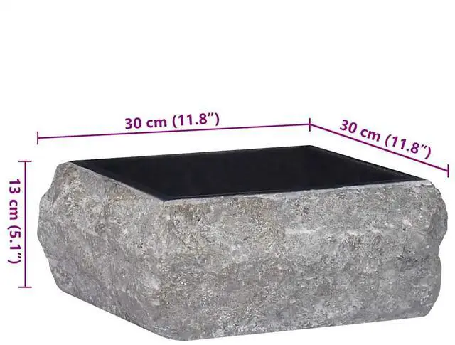 Alt view image 4 of 7 - vidaXL Bathroom Basin, Vessel Sink, Countertop Vanity Sink, Handmade, Naturally Varied Shape and Color Tone, Easy Assembly, Black 11.8"x11.8"x5.1" Marble Square