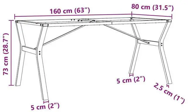 Alt view image 4 of 7 - vidaXL Dining Table Leg Black Powder-Coated Steel Large Industrial