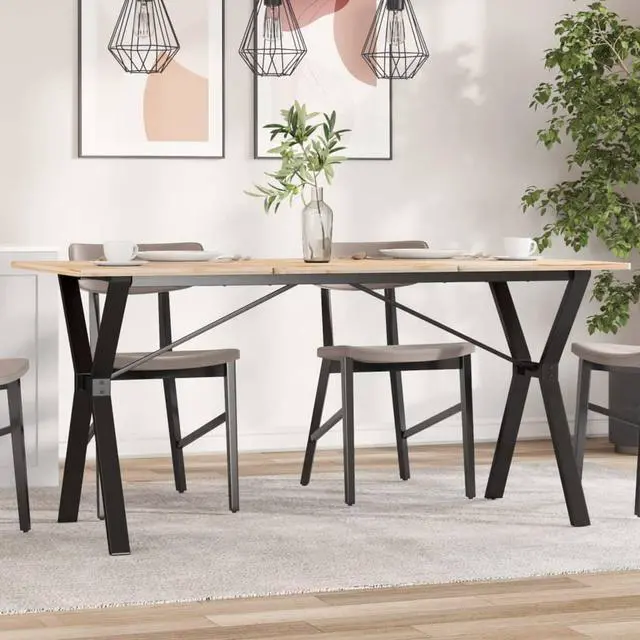 Main image of vidaXL Dining Table Leg Black Powder-coated steel Medium