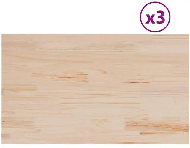 Alt view image 2 of 7 - vidaXL Table Top Set of 3 Natural Pine Solid Pine Wood Medium Simple