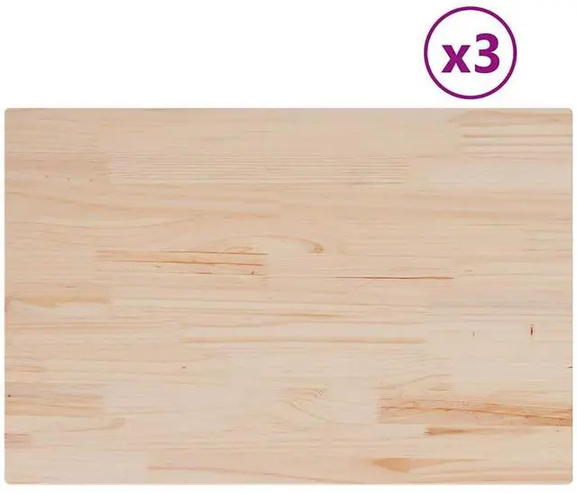 Alt view image 2 of 7 - vidaXL Table Top Set of 3 Natural Wood Solid pine wood 31.5 x 20.9 in