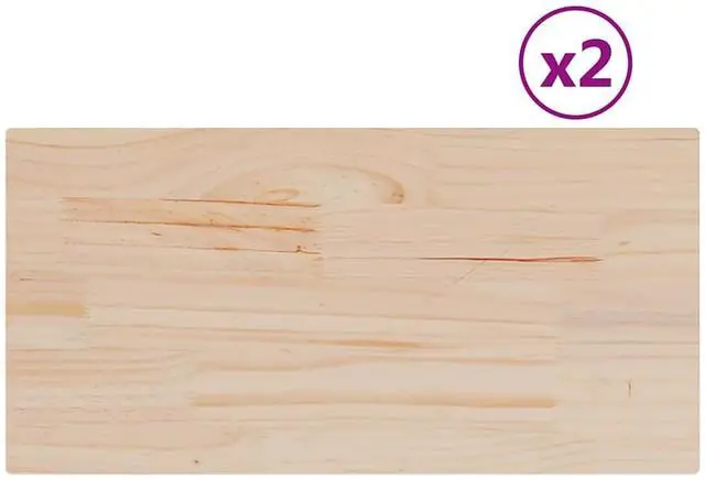 Alt view image 2 of 7 - vidaXL Table Top Set of 2 Natural Solid pine wood Medium Durable