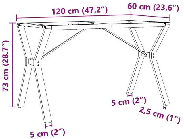 Alt view image 4 of 7 - vidaXL Dining Table Leg Black Powder-Coated Steel Standard Tough