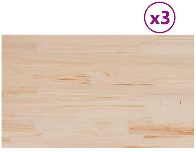 Alt view image 2 of 7 - vidaXL Table Top Set of 3 Natural Pine Solid Pine Wood Medium Durable