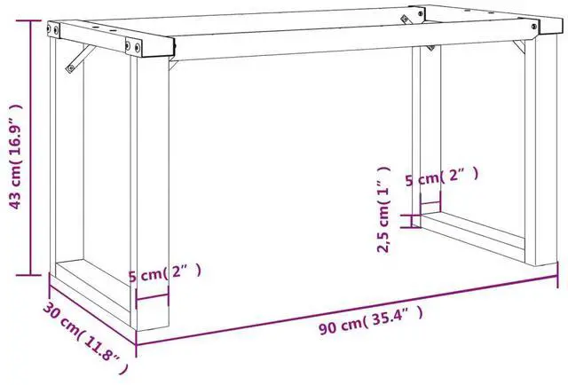 Alt view image 4 of 7 - vidaXL Coffee Table Legs O-Frame 35.4"x11.8"x16.9" Steel table leg