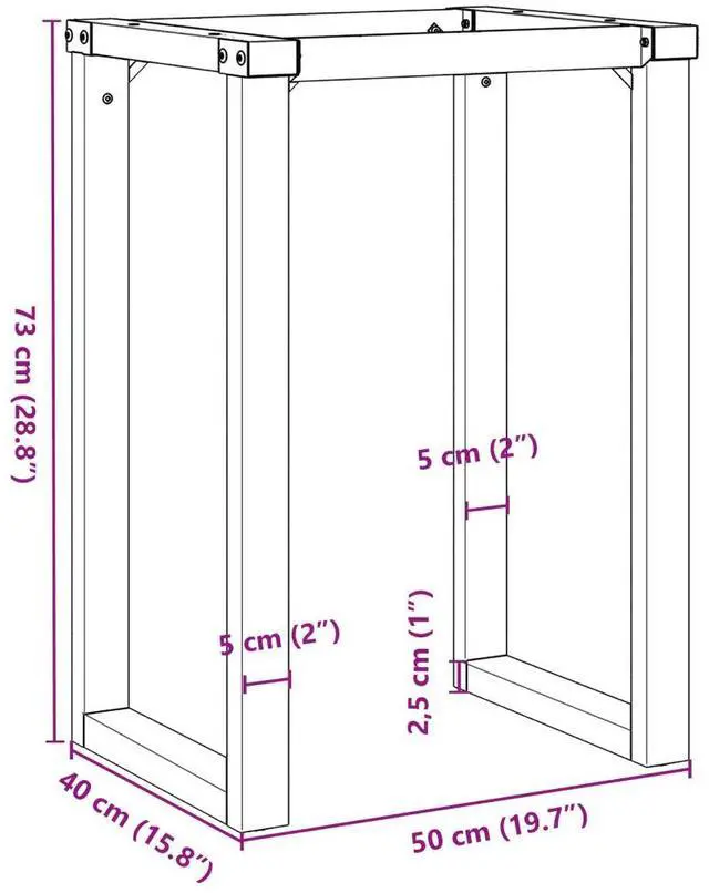 Alt view image 4 of 7 - vidaXL Dining Table Legs O-Frame 19.7"x15.7"x28.7" Steel table leg