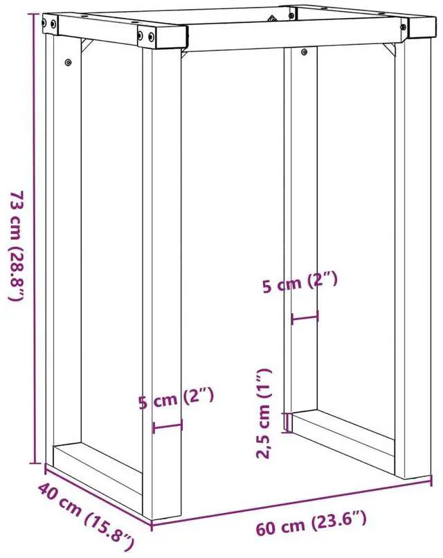 Alt view image 4 of 7 - vidaXL Dining Table Legs O-Frame 23.6"x15.7"x28.7" Steel table leg