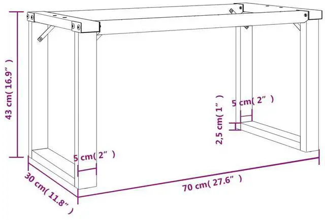 Alt view image 4 of 7 - vidaXL Coffee Table Legs O-Frame 27.6"x11.8"x16.9" Steel table leg