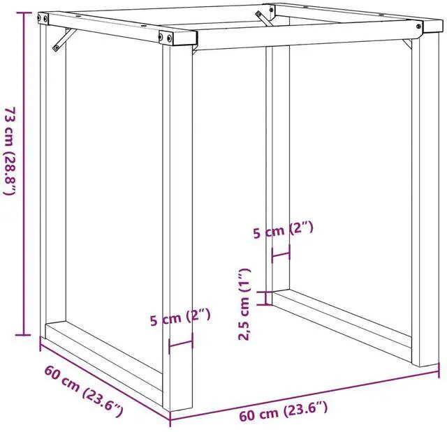 Alt view image 4 of 7 - vidaXL Dining Table Legs O-Frame 23.6"x23.6"x28.7" Steel table leg