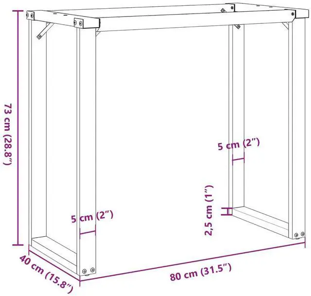 Alt view image 4 of 7 - vidaXL Dining Table Legs O-Frame 31.5"x15.7"x28.7" Steel table leg