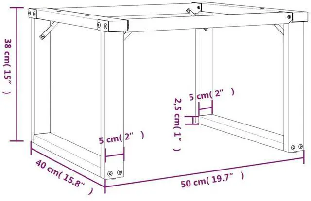 Alt view image 4 of 7 - vidaXL Coffee Table Legs O-Frame 19.7"x15.7"x15" Steel table leg end table leg
