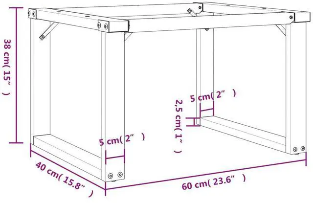 Alt view image 4 of 7 - vidaXL Coffee Table Legs O-Frame 23.6"x15.7"x15" Steel table leg end table leg