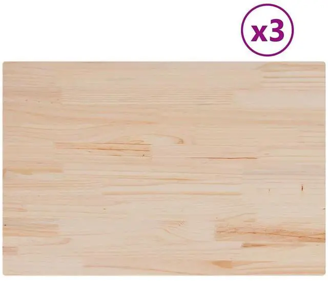 Alt view image 2 of 7 - vidaXL Table Top Set of 3 Natural Pine Solid Pine Wood Medium Durable