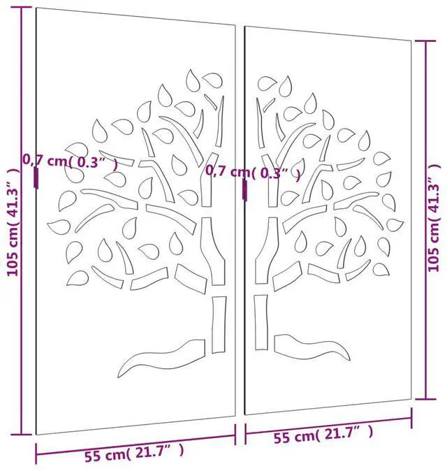 Alt view image 4 of 7 - vidaXL Garden Wall Decoration Rusty Corten steel 41.3 x 21.7 in