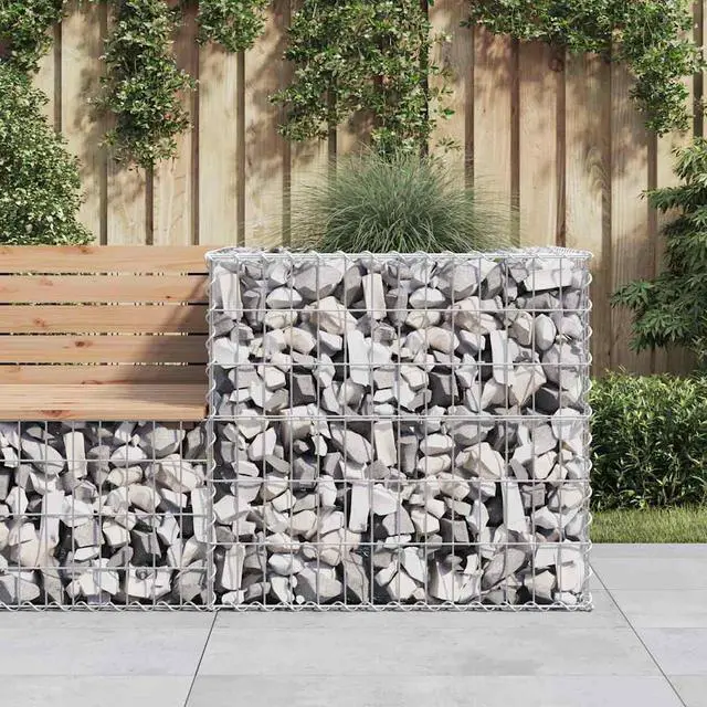 Alt view image 4 of 7 - vidaXL Gabion Basket Outdoor Garden Gabion Cage Fence Silver Galvanized Iron