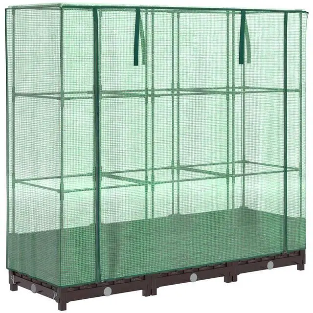 Alt view image 4 of 7 - vidaXL Raised Bed Brown, Green Polypropylene, Polyethylene, Iron