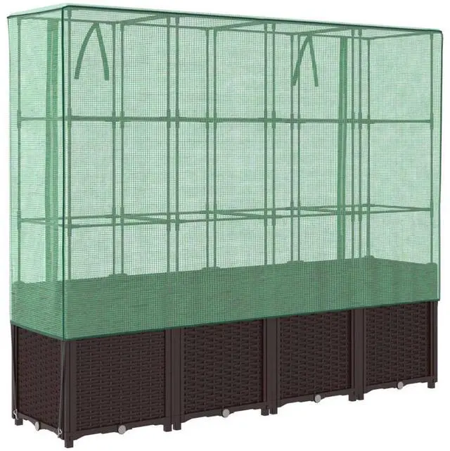 Alt view image 6 of 7 - vidaXL Raised Bed Brown Polypropylene 63.0 in x 15.7 in
