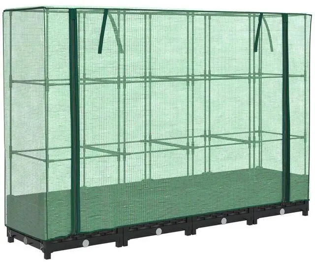 Alt view image 2 of 7 - vidaXL Raised Bed Black, Green Polypropylene, Polyethylene, Iron Large