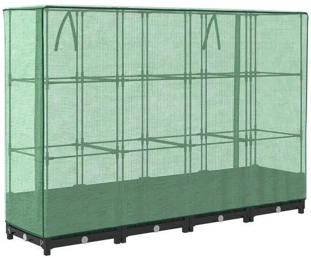 Alt view image 6 of 7 - vidaXL Raised Bed Black, Green Polypropylene, Polyethylene, Iron Large