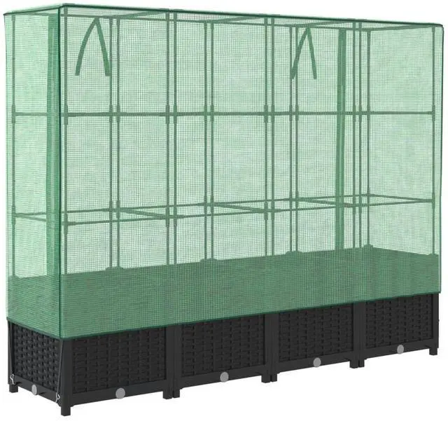 Alt view image 6 of 7 - vidaXL Raised Bed Black, Green Polypropylene (PP), Polyethylene (PE), Iron