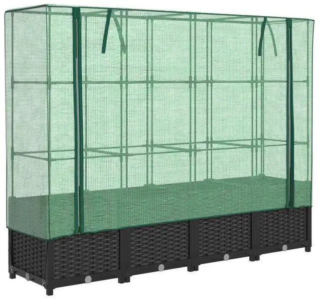 Alt view image 2 of 7 - vidaXL Raised Bed Black, Green Polypropylene (PP), Polyethylene (PE), Iron