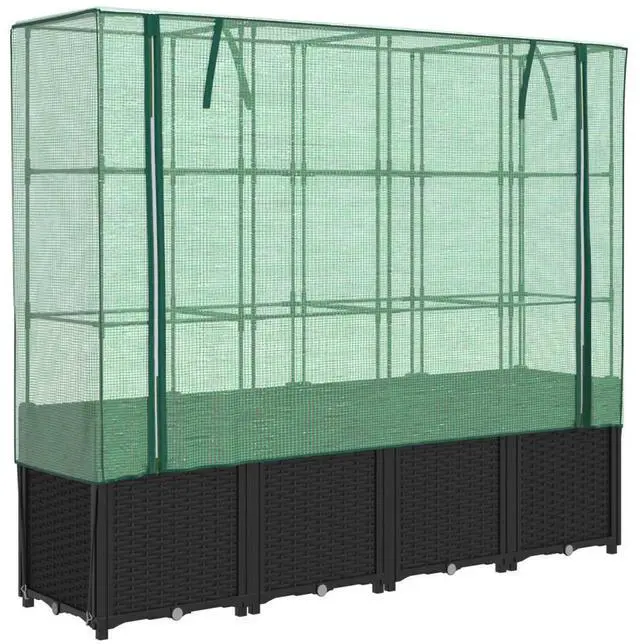 Alt view image 2 of 7 - vidaXL Raised Bed Black, Green Polypropylene, Iron, Polyethylene Large