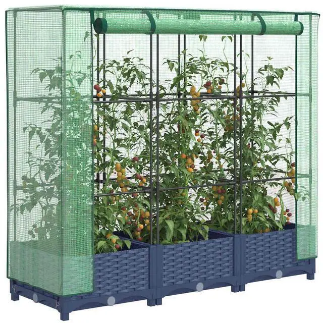 Main image of vidaXL Raised Bed Blue Grey Polypropylene, Polyethylene, Iron Medium