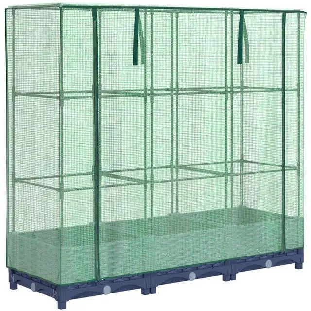 Alt view image 2 of 7 - vidaXL Raised Bed Blue Grey Polypropylene, Polyethylene, Iron Medium