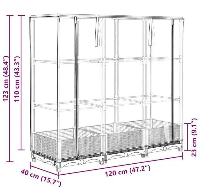 Alt view image 4 of 7 - vidaXL Raised Bed Blue Grey Polypropylene, Polyethylene, Iron Medium