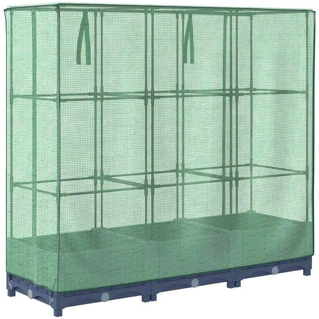 Alt view image 6 of 7 - vidaXL Raised Bed Blue Grey Polypropylene, Polyethylene, Iron Medium