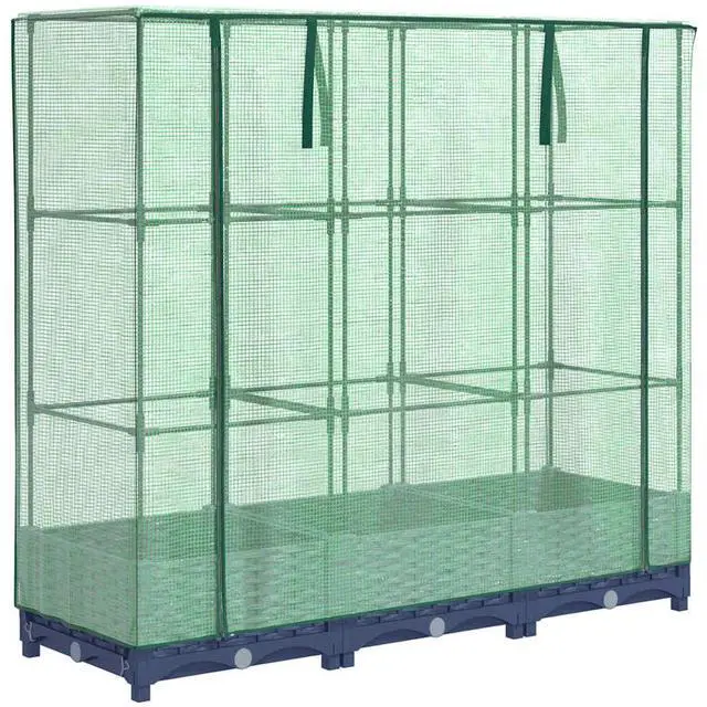 Alt view image 5 of 7 - vidaXL Raised Bed Blue Grey Polypropylene, Polyethylene, Iron Medium